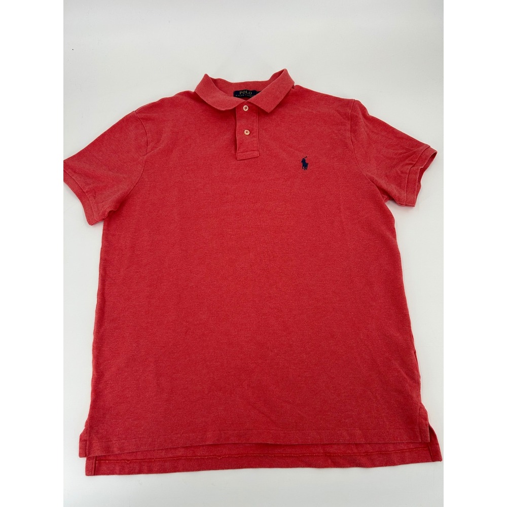 Polo Ralph Lauren Mens Custom Slim Fit Polo Shirt Red Heather Cotton Large